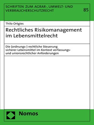 cover image of Rechtliches Risikomanagement im Lebensmittelrecht